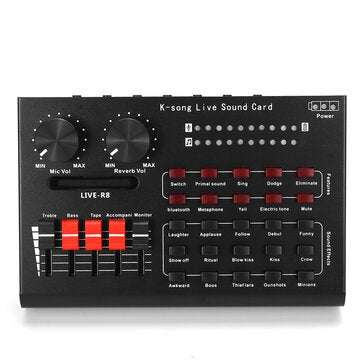 LIVE R8 15 Sound Effects Bluetooth Live Sound Card Audio Mixers Webcast Headset Mic Voice Control fo