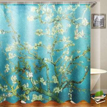 Flower Waterproof Shower Curtain Waterproof Polyester Fabric B... (TYPE: SEVENLIGHTCOLORSWITHREMOTE)