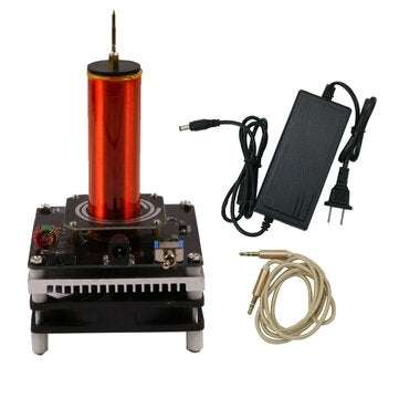 DIY Mini Tesla Coil Music 2A 3.5MM Audio Input Support Cellphone Play Music 24V Fan