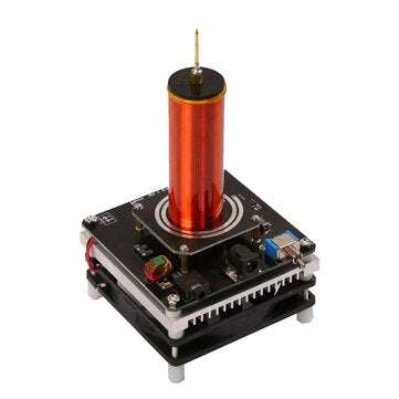 DIY Mini Tesla Coil Music 2A 3.5MM Audio Input Support Cellphone Play Music 24V Fan