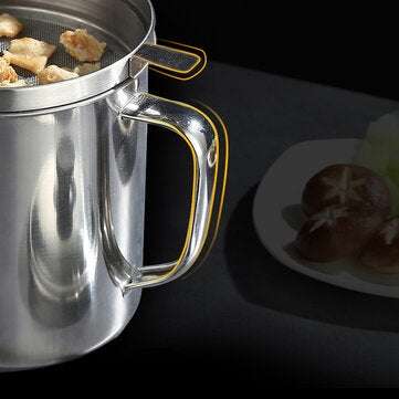 Kitchen Cooking Oil Filter Pot Soup Grease Stainless Steel Strainer Separator for Kitchen Filter Too