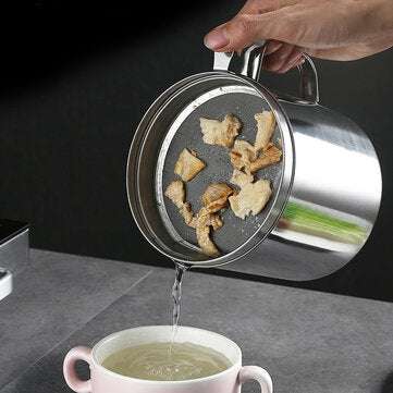 Kitchen Cooking Oil Filter Pot Soup Grease Stainless Steel Strainer Separator for Kitchen Filter Too