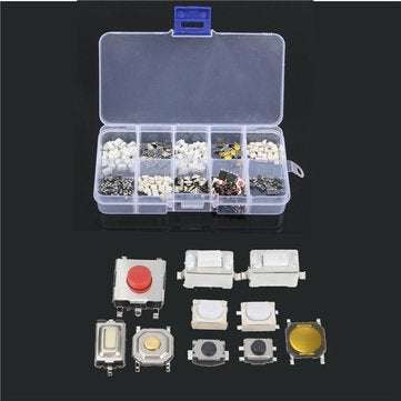 Excellway PB01 250Pcs 10 Types Tactile Push Button Touch Switch Remote Keys
