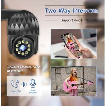Guudgo 1080P 10 LED Outdoor PTZ IP Camera Two Way Audio Wifi Camera Auto Waterproof Night Vision CCT