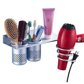 Hair Dryer Stand Storage Organizer Rack Holder Hanger Wall Mounted Bathroom Set for Home Bathroom St