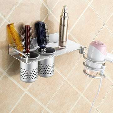 Hair Dryer Stand Storage Organizer Rack Holder Hanger Wall Mounted Bathroom Set for Home Bathroom St