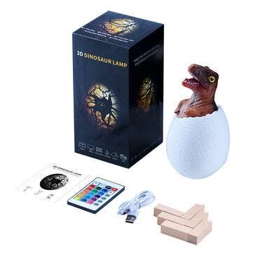 KL-02 Decorative 3D Raptor Dinosaur Egg Smart Night Light Remote Control Touch Switch 16 Colors Chan