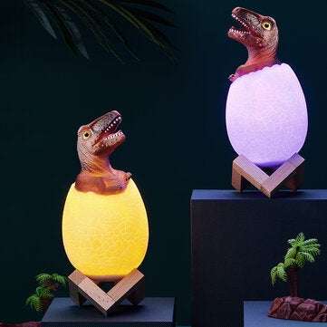 KL-02 Decorative 3D Raptor Dinosaur Egg Smart Night Light Remote Control Touch Switch 16 Colors Chan