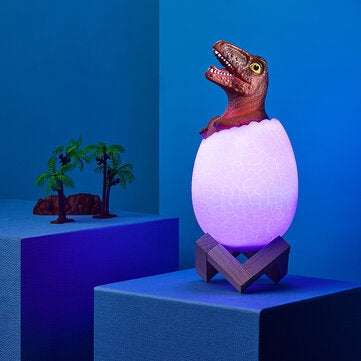 KL-02 Decorative 3D Raptor Dinosaur Egg Smart Night Light Remote Control Touch Switch 16 Colors Chan