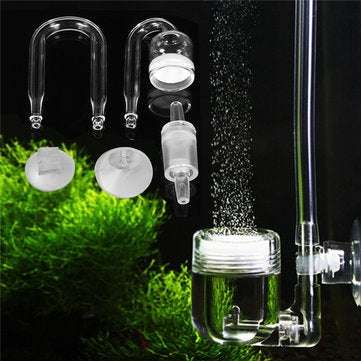 Fish Tank Aquarium CO2 Diffuser Check Valve U Shape Glass Tube Suction Cup Kit