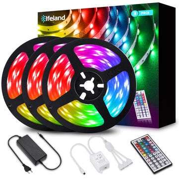 Elfeland 3*4M 5050 RGB LED Strip Light Non-Waterproof + Controller + Remote Contro... (PLUG: USPLUG)