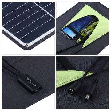 HAWEEL 20W Waterproof Solar Charging Panel Solar Panel with Tiger Clip Support Fast Charging Connect