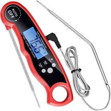 Instant Read Meat Thermometer Digital Grilling Dual Probe Thermometer with Back Ligh... (COLOR: RED)