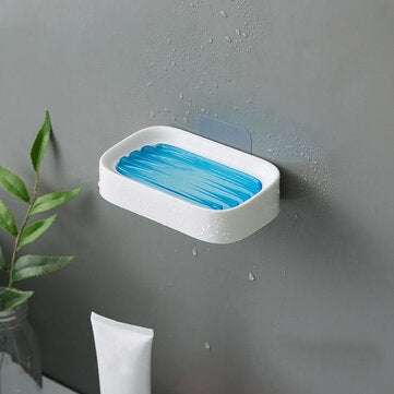Double-Layer Soap Holder Plastic Shower Soap Dish Non-Slip Draining Tool Drainage H... (COLOR: BLUE)