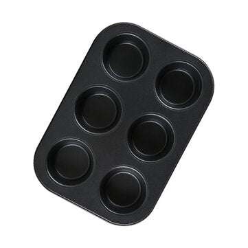 KC-OP01 6 Holes Stainles Steel Non-stick Muffin Cake Baking Oven Pan Cookie Tray ... (COLOR.: BLACK)