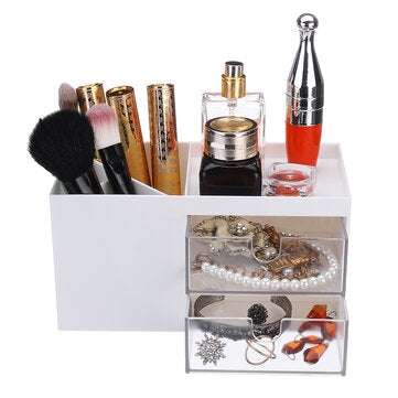Desktop Cosmetic Storage Box with Drawer Large Capacity Makeup Brush Drawer Holder Jewelry Lipstick
