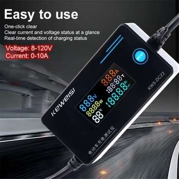 KEWEISI KWS-DC22 Electric Vehicle Charger Detector Digital Voltmeter Ammeter Wattmeter Voltage Curre
