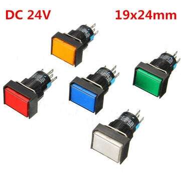 DC 24V Push Button Self-reset Momentary Switch LED Light  (COLOR.: YELLOW)