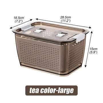 Food Storage Box Kitchen Plastic Refrigerator Fruit Vegetable Drain Container (SIZE: L)