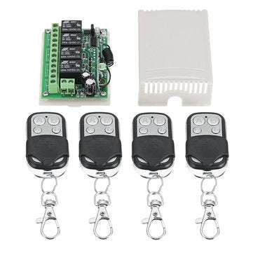 DC12V 4 Transmitter & Receiver Relay 4CH 433MHz Wireless Remote Control Light Switch
