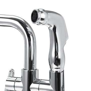 Chrome Kitchen Faucet Dual Sprayer Swivel Spout Spring Pull Out Spray Mixer Tap