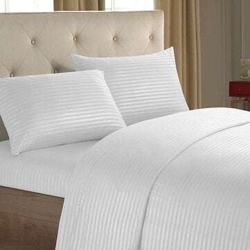 Honana Striped Bedding Sets 3/4 Piece High Quality B... (BEDDING SIZE: 4PCSFULLSIZE | COLOR.: WHITE)