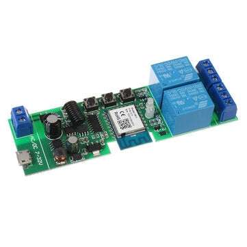 EACHEN Tuya 433RF WiFi 2-way Relay Module Momentary/Self-lock/Interlock Switch Module with Remote Co