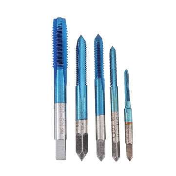 Drillpro 5Pcs M3-M8 Blue Coated Machine Screw Tap Drill Set Straight Flute Metric Thread Tap Drill B