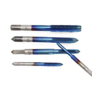 Drillpro 5Pcs M3-M8 Blue Coated Machine Screw Tap Drill Set Straight Flute Metric Thread Tap Drill B