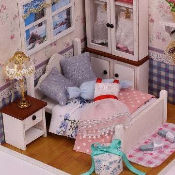 Handmade DIY Dollhouse With Tool Set 3D Scale Miniature LED Lights Kids Room For Children Gift Home
