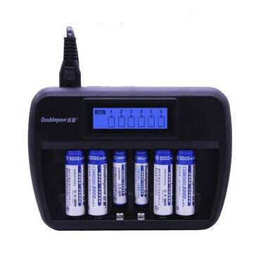 Doublepow K66 6 Slot Quick Charge AA AAA Rechargeable Battery Charger with LCD ... (ADAPTOR: EUPLUG)
