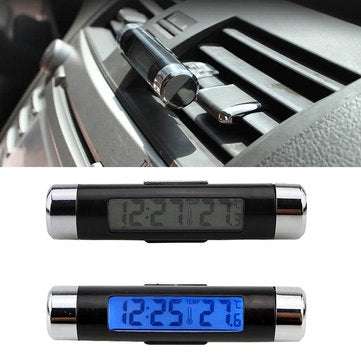 High 2 in 1 Digital LCD Display Screen Hygrometer Thermometer Car Time Clock Car Styling Blue Backli