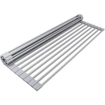 Dish Drying Rack Roll Up NO-Slip Silicone-coated Kitchen Multipurpose Sink Drainer Foldable Drain Sh