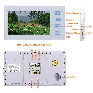 ENNIO 7 inch Record Wired Video Door Phone Doorbell Intercom System with AHD 1080P Camera