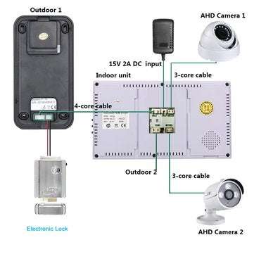 ENNIO 7 inch Record Wired Video Door Phone Doorbell Intercom System with AHD 1080P Camera