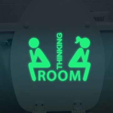 Honana DX-014 15x20cm Fluorescent Glow Toilet Wall Sticker Room Thinking Downloading (STYLE: #1)