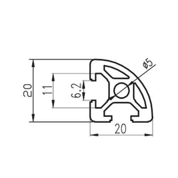 Machifit 500mm Length 2020R Aluminum Profiles Extrusion Frame for CNC