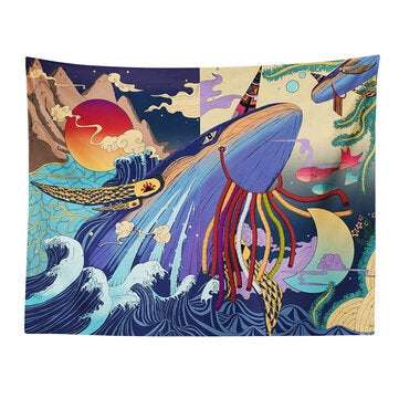 FS15 Landscape Sea Wave Tapestry Wall Hanging Background Tapestry Living Room Off... (SIZE: 95*73CM)