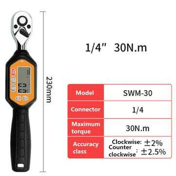 Digital Torque Wrench Electric Display Multifunction Home Car Repair High Pre... (TYPE: SWM-30(1/4))