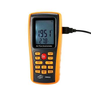 GM8902 0-45M/S Digital Anemometer Wind Speed Meter Air Volume Ambient Temperature Tester With USB In