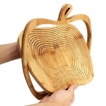Collapsible Apple Shaped Bamboo Basket Kitchen Fruit Storage Centerpiece Decorations