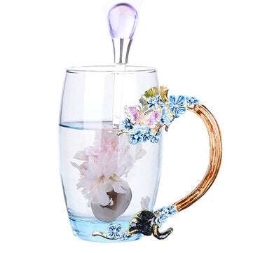 Enamel Flower Tea Mug Exquisite Plum Coffee Cup Handmade Crafts Christmas Gifts (COLOR.: 2#)
