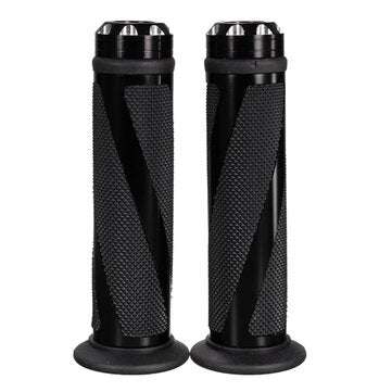 CNC Aluminum 7/8 Motorcycle Handlebar Rubber Hand Grips (COLOR.: BLACK)