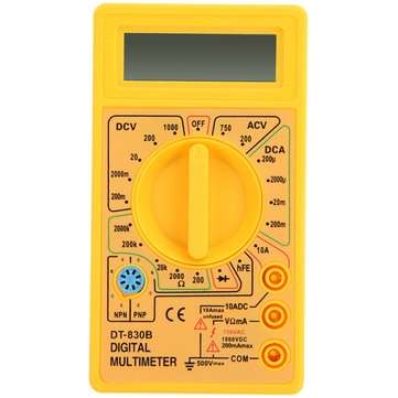 DT-830B LCD Digital Multimeter Electric Voltmeter Ammeter Ohm Tester AC/DC 750/1... (COLOR.: YELLOW)