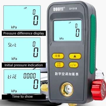 DUOYI DY518 Digital Manifold Gauge 0-6000Kpa Vacuum Pressure Temperature Leakage Tester Fluoride Met