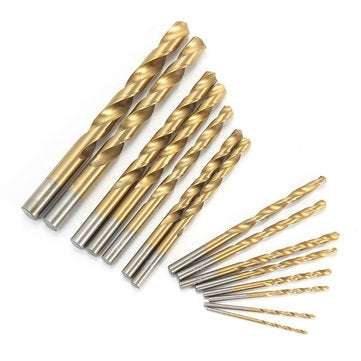 Doersupp 15pcs 1.5-10mm Twist Drill Bits Titanium Coated HSS Twist Drill