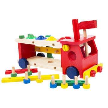 DIY Educational Toys Kids Exercise Practical Wooden IQ Game Car Assemble Building Gift Training Brai