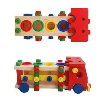 DIY Educational Toys Kids Exercise Practical Wooden IQ Game Car Assemble Building Gift Training Brai