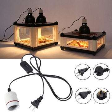 E27 Reptile Ceramic Heat Lamp Holder Light Switch Socket Adapter Lamp Fitting (PLUG: AUPLUG)