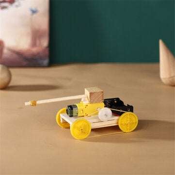 DIY 4WD Tank Toy Wooden Handmade Science Experiment Puzzles Kits Physics Learning Early Education Sc